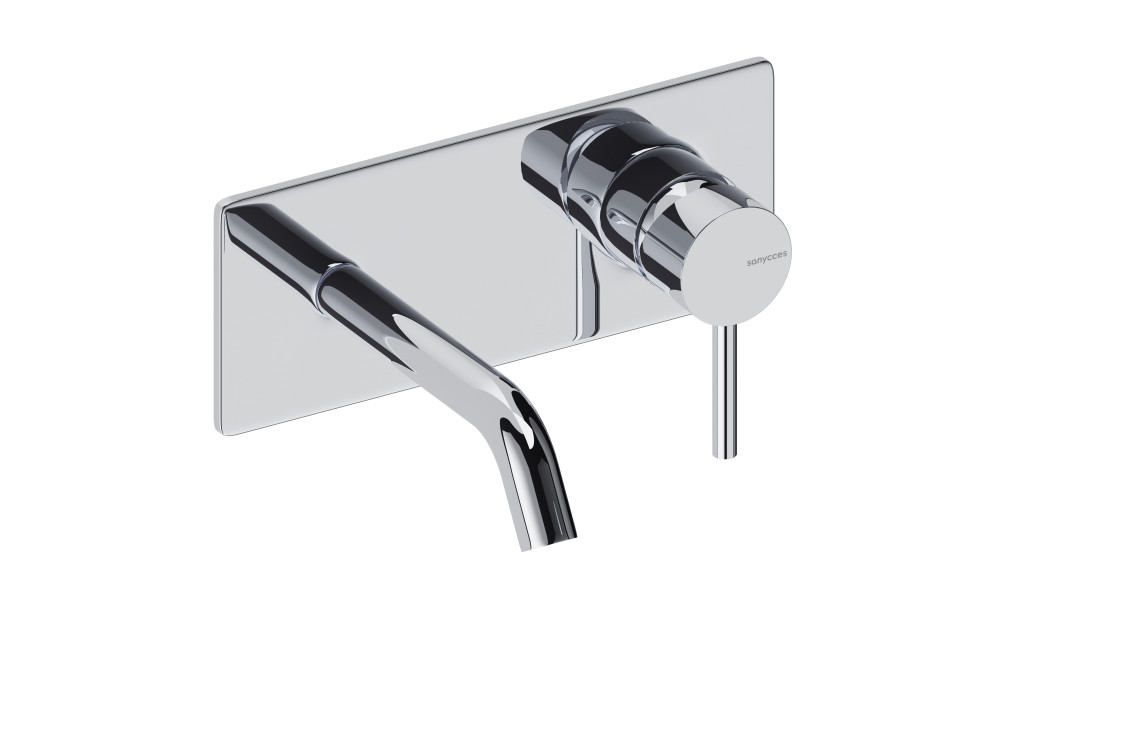LOOP Chrome single-lever tap on wall-mounted plate