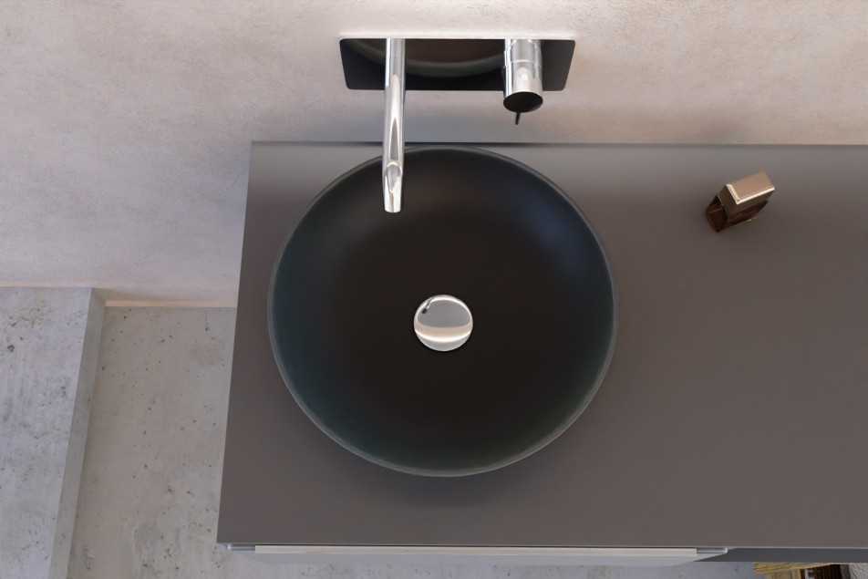 IZENA Black solid surface basin, top view