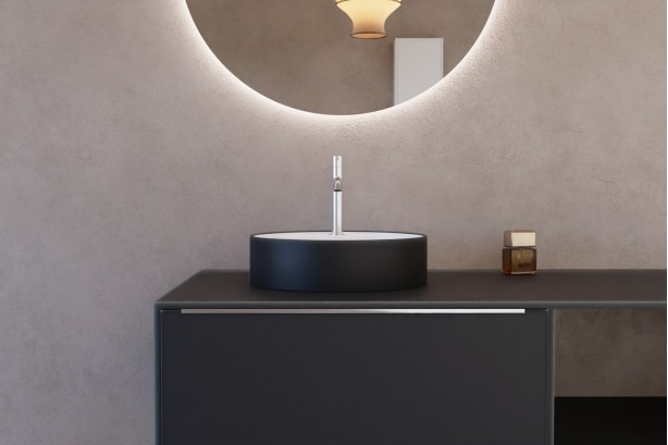 Bicolour SIJU freestanding basin Bicolore in solid surface front view