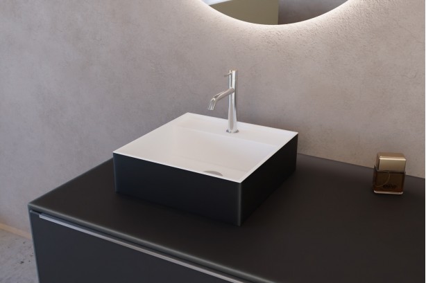 KOJIMA two-tone solid surface washbasin side view