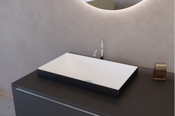 GAJA Bicolour semi-recessed basin in solid surface side view