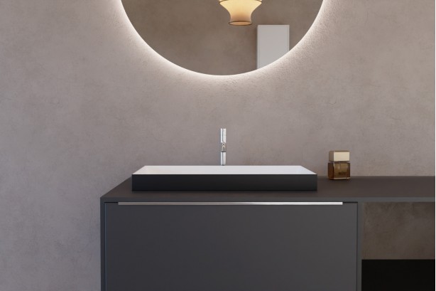GAJA Bicolour semi-recessed basin in solid surface front view
