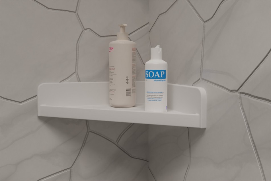 Etagère Porte-savon d'angle AKA blanc mat solid surface vue de face