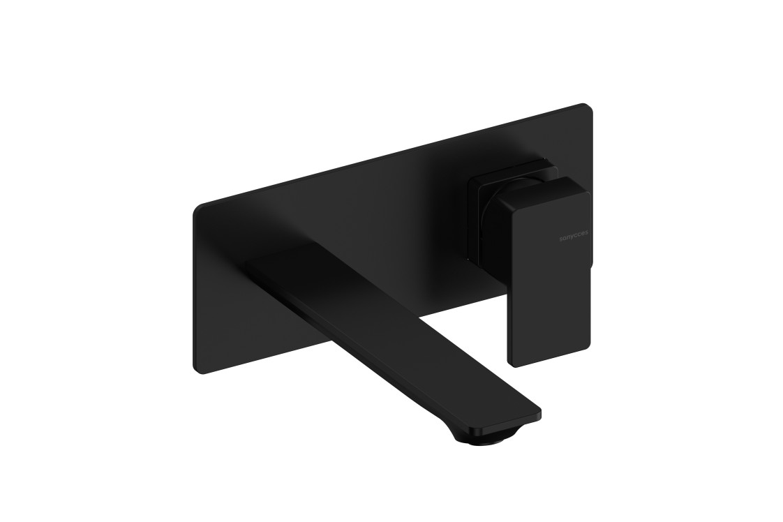 CUBO Matte Black single-lever on wall-mounted plate
