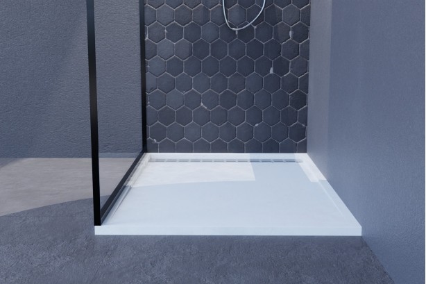 YAKU White Mineralsolid® shower tray front view 1000x700mm