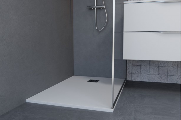 NOHO White Mineralsolid® shower tray side view 1000x700mm