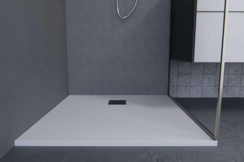 NOHO White Mineralsolid® shower tray front view 800x800mm
