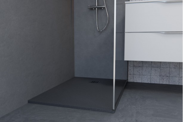 NOHO Anthracite Mineralsolid® shower tray side view 1000x700mm