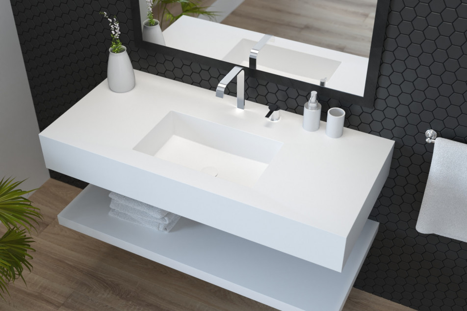 CALYPSO single washbasin in Krion® side view