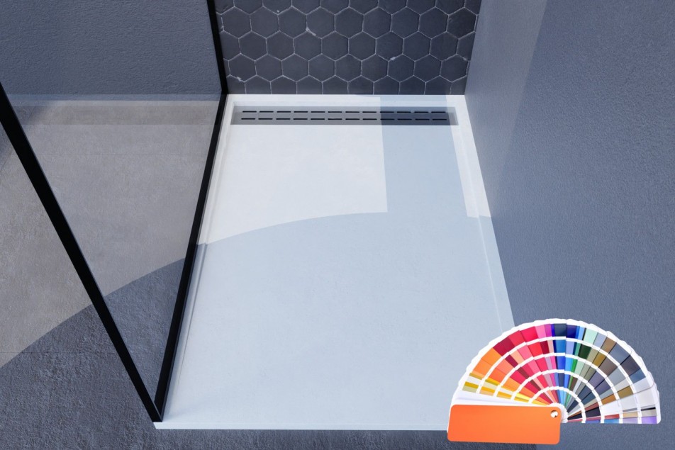 YAKU Mineralsolid® top view shower tray 1000x700mm, choice of RAL to measure