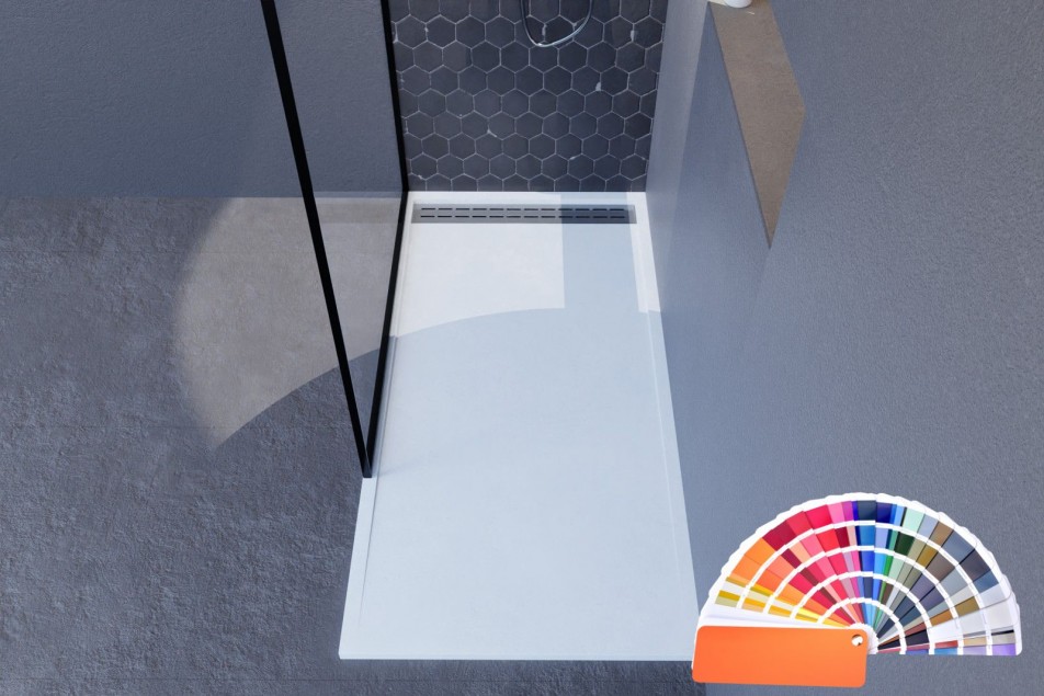 YAKU Mineralsolid® top view shower tray 1400x700mm, choice of RAL to measure