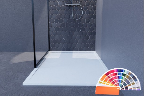 YAKU Mineralsolid® front view shower tray 1400x800mm, choice of RAL to measure