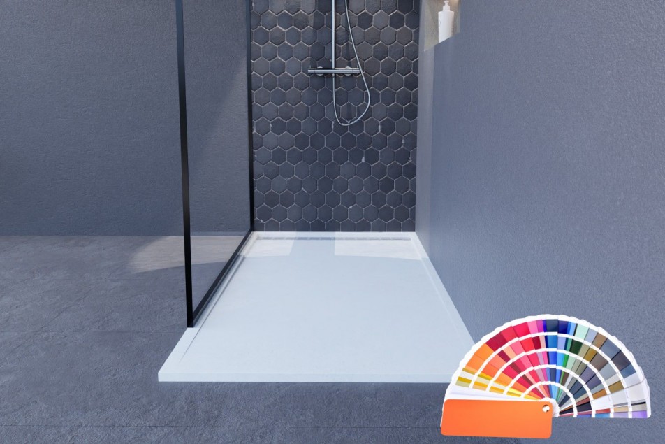 YAKU Mineralsolid® front view shower tray 1800x800mm, choice of RAL to measure