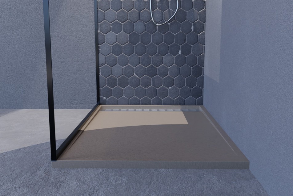 YAKU sand Mineralsolid® shower tray front view 1000x700mm