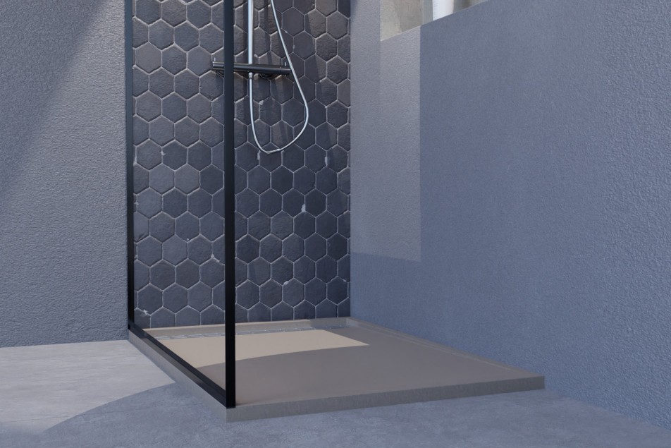 YAKU sand Mineralsolid® shower tray side view 1000x700mm