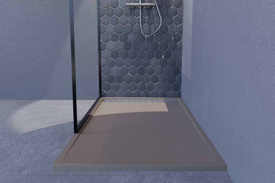 YAKU sand Mineralsolid® shower tray front view 1400x700mm