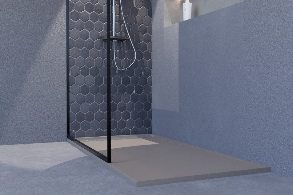 YAKU sand Mineralsolid® shower tray side view 1400x700mm