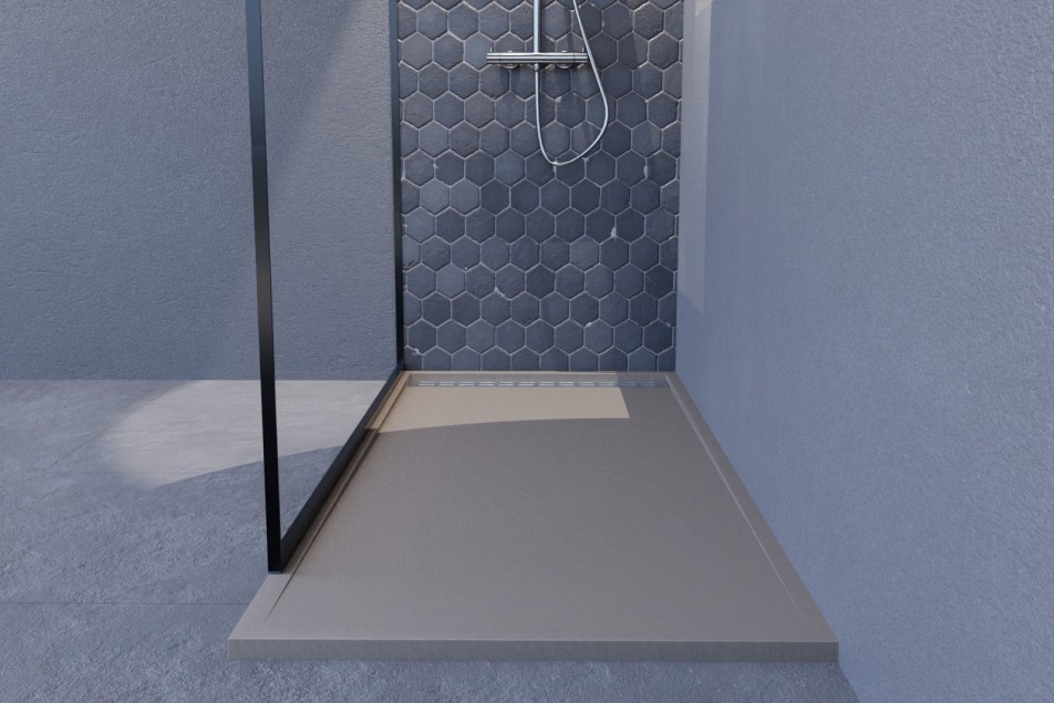 YAKU sand Mineralsolid® shower tray front view 1600x700mm