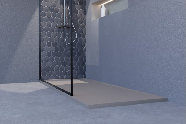 YAKU sand Mineralsolid® shower tray side view 1600x700mm