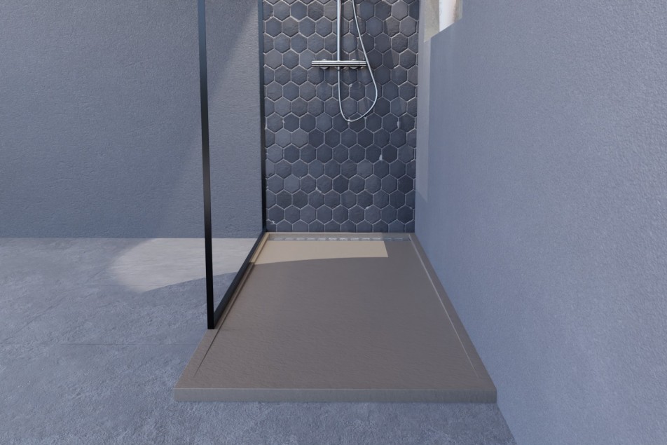 YAKU sand Mineralsolid® shower tray front view 1800x700mm
