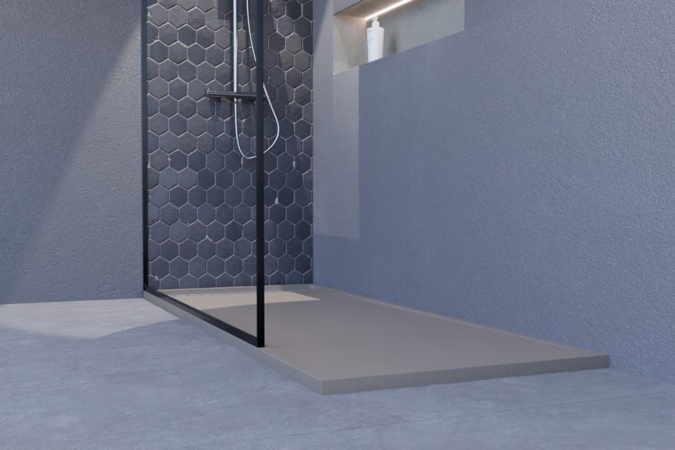 YAKU sand Mineralsolid® shower tray side view 1800x700mm