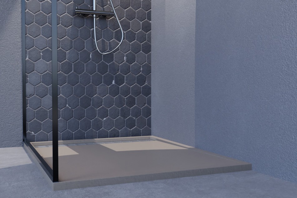 YAKU sand Mineralsolid® shower tray side view 1000x800mm