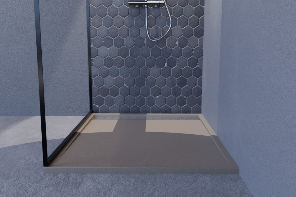 YAKU sand Mineralsolid® shower tray front view 1000x800mm