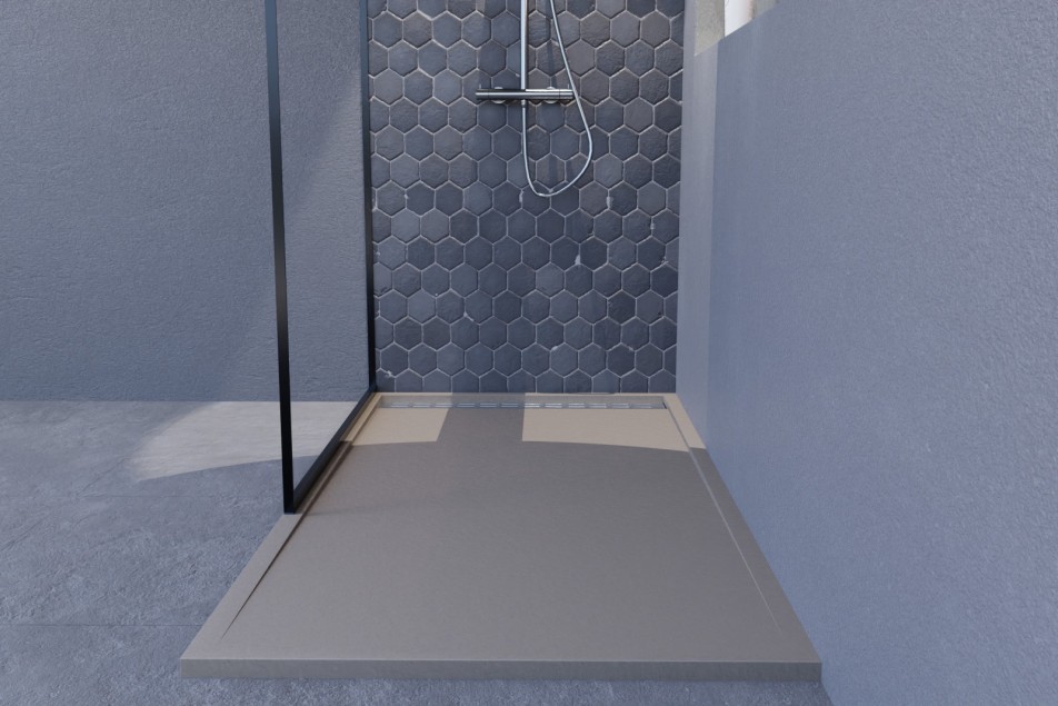 YAKU sand Mineralsolid® shower tray front view 1600x800mm