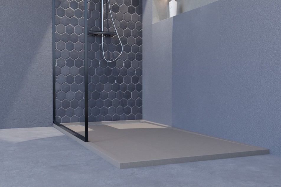 YAKU sand Mineralsolid® shower tray side view 1600x800mm