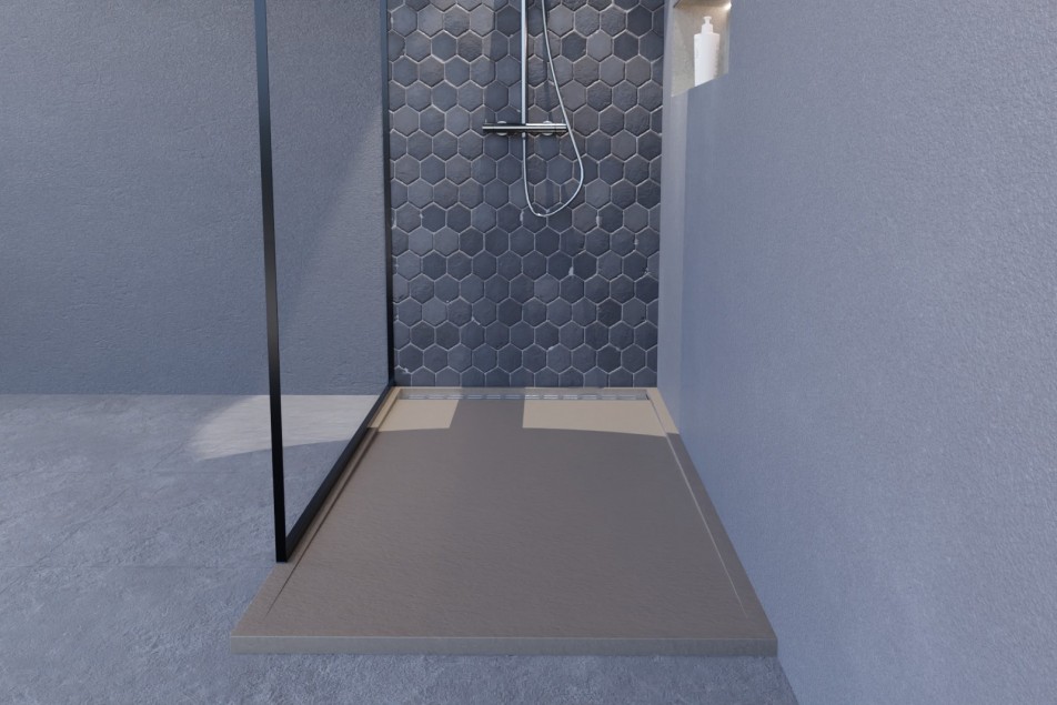 YAKU sand Mineralsolid® shower tray front view 1800x800mm
