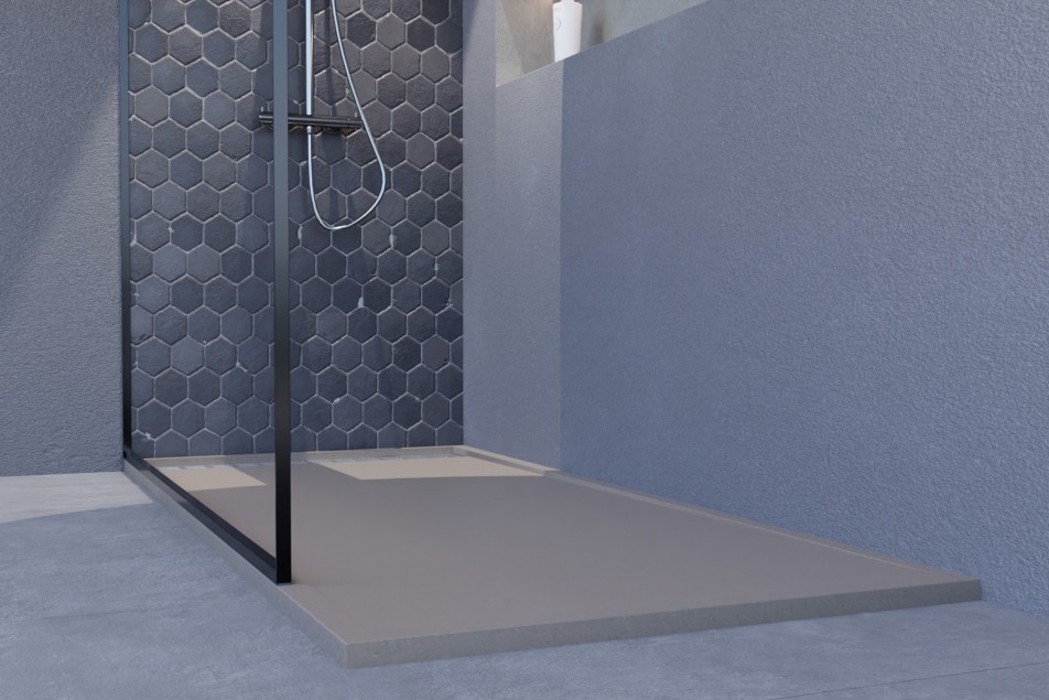 YAKU sand Mineralsolid® shower tray side view 1800x800mm