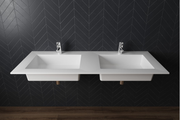 CASTRIES double washbasin in Krion® side view
