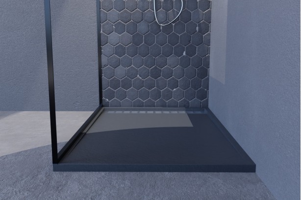 YAKU Anthracite Mineralsolid® shower tray side view 1000x700mm