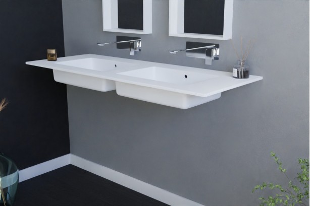 CORIAN® Sink double BALANEC side view