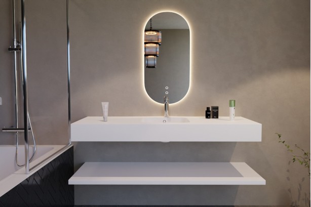 CORIAN® single vanity unit BOEDIC front view