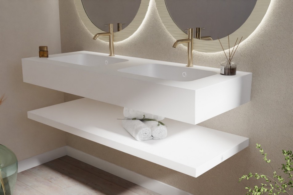 BERDER double sink by CORIAN® side view