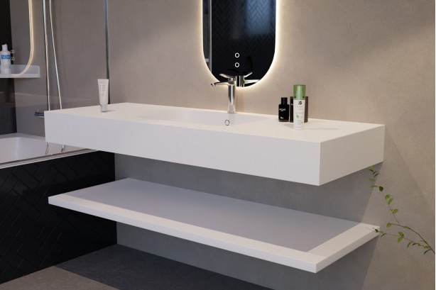 BERDER CORIAN® single vanity unit top view