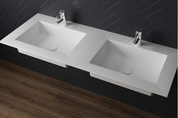 CASTRIES double washbasin in Krion® front view