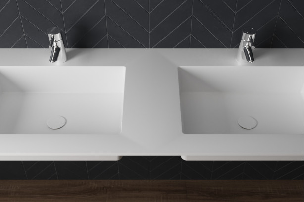CASTRIES double washbasin in Krion® top view