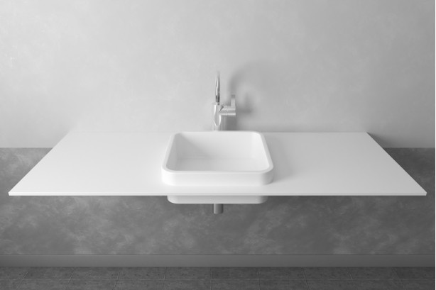 CORDOUAN single washbasin in Krion® side view