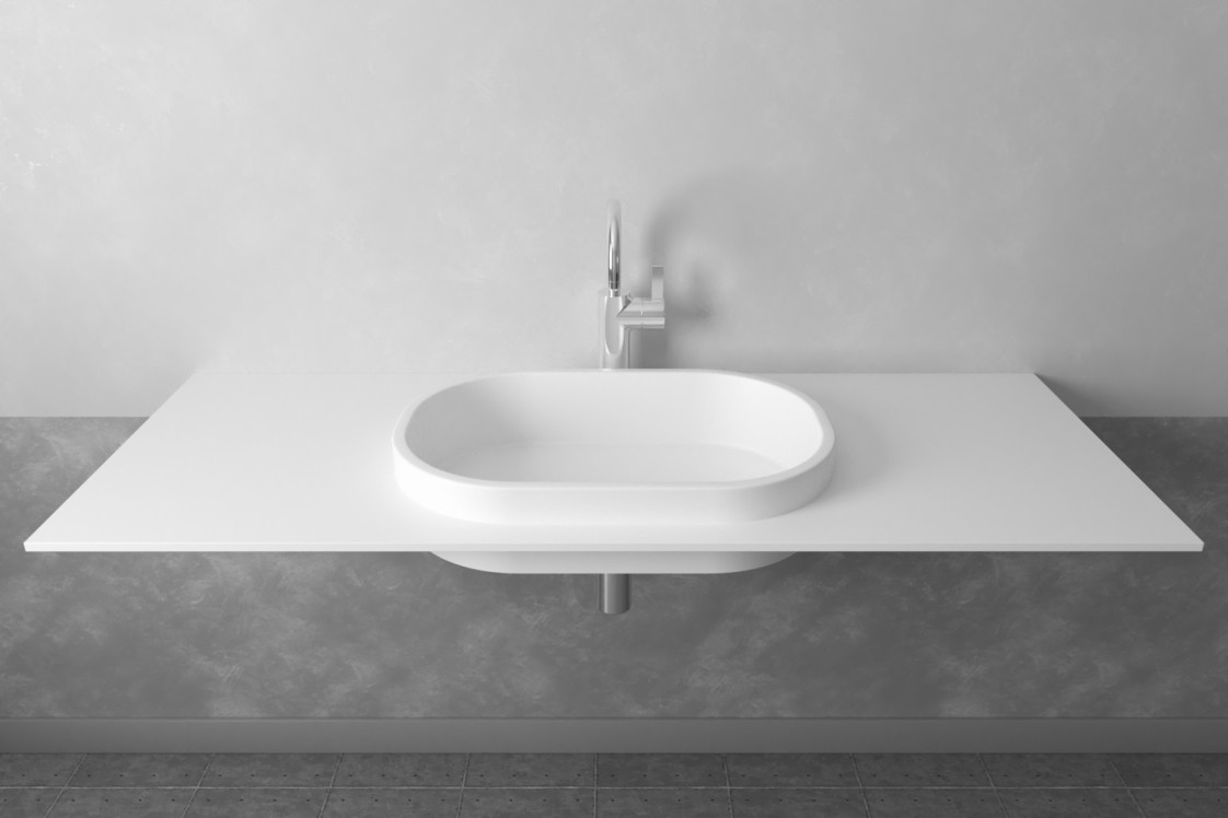 PIANA single washbasin in Krion® front view