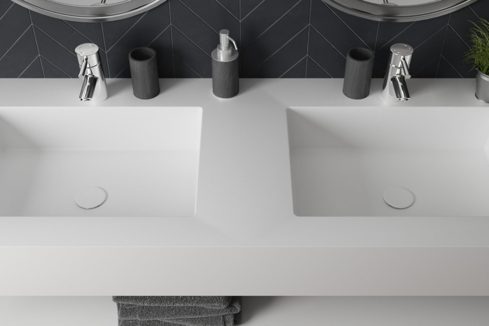 CASTRIES double washbasin in Krion® top view