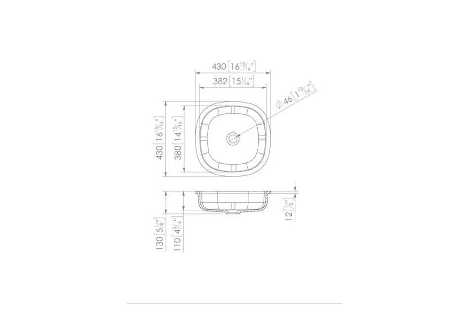 Plan vasque KRION® simple PARSEVAL vue technique