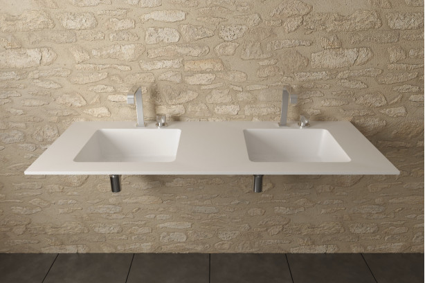 CHENGIRO double washbasin in Krion® seen from the side