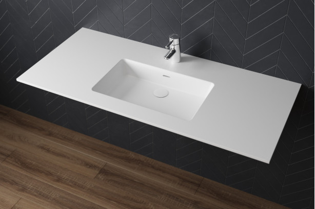 CREIZIC single washbasin in Krion® seen from the side