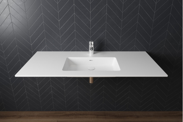 CREIZIC single washbasin in Krion® seen from the side
