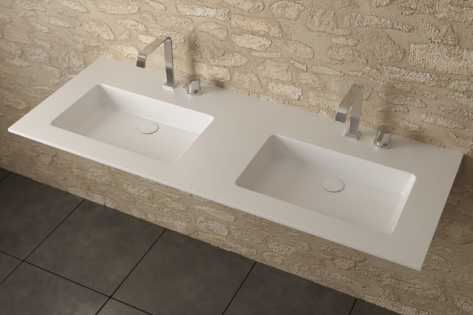 CAPENSE double washbasin in Krion® seen from the side