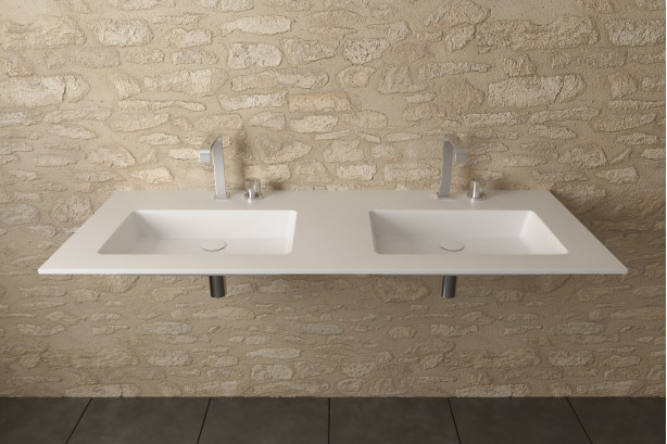 CAPENSE double washbasin in Krion® front view