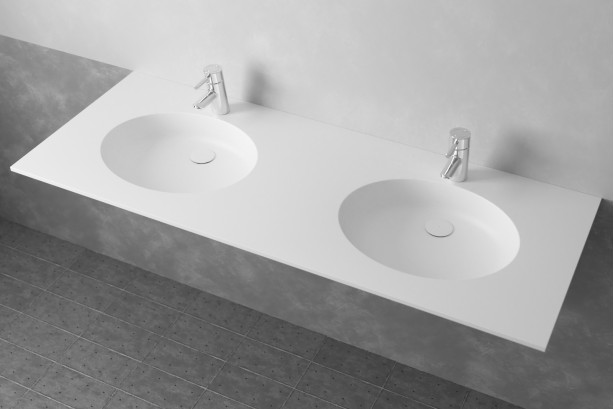 FUTUNA double washbasin in Krion® side view
