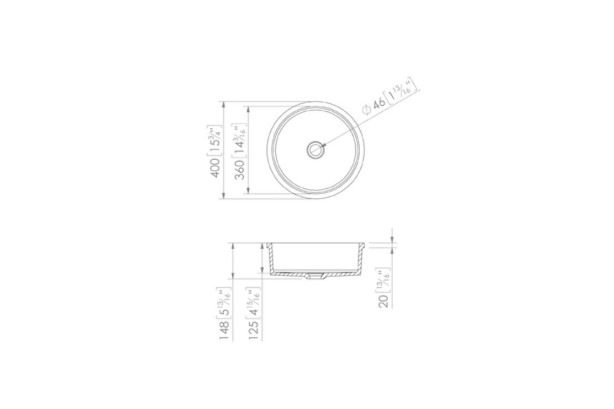 MATAIVA single washbasin in Krion® technical view
